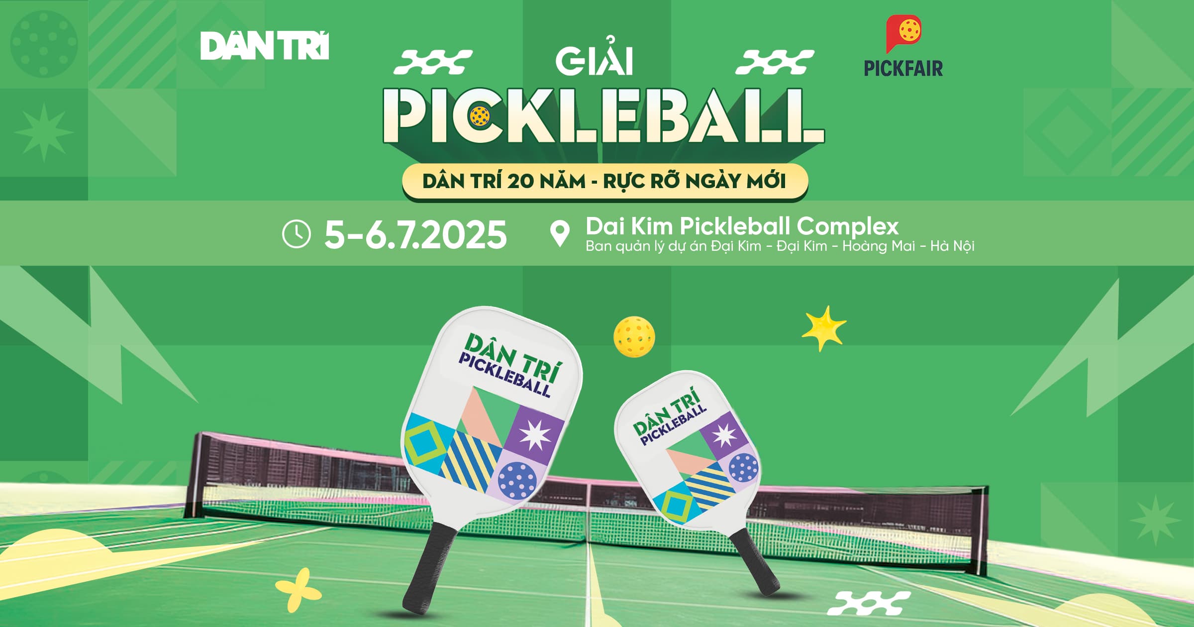 Giải đấu Pickleball Dân Trí 20 Năm - Rực Rỡ Ngày Mới